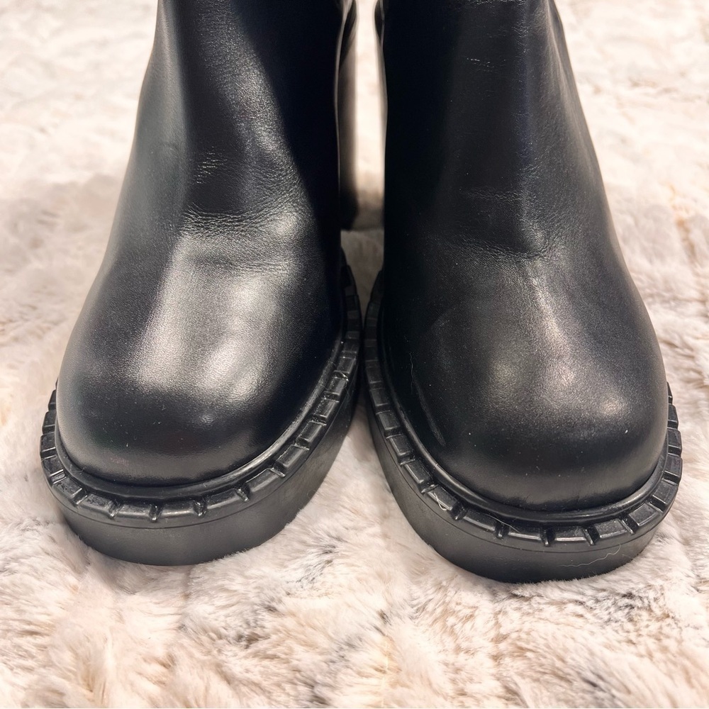 NWOB Barbara Bui Black Elastic Leather Platform Ankle Boots Sz-US-9.5/EU-39.5 - Picture 4 of 7